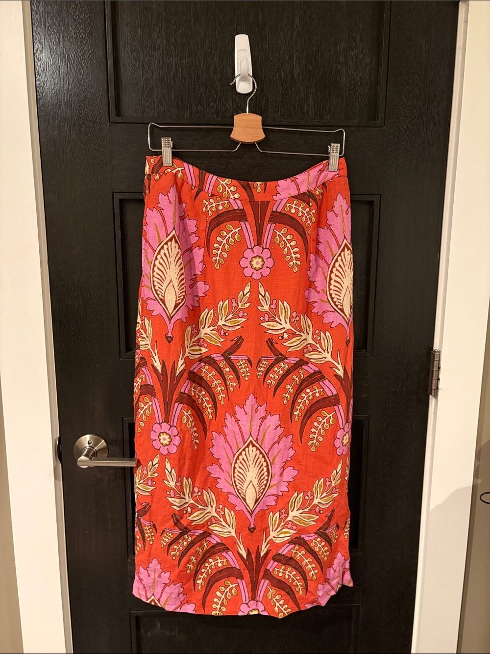Sundance floral summery 100% linen maxi skirt with slip boho natural fiber